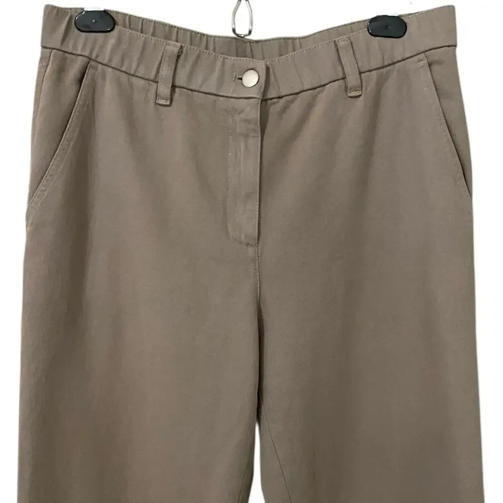 Eileen Fisher Garment-Dyed Utility Organic Cotton Tapered Pant Small Taupe Gray - Picture 6 of 13